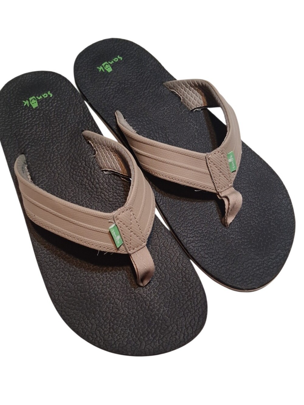 Sanuk Men's Beer Cozy 2 Flip Flops Brown Black Yoga Mat Sandals Casual Comfy